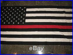 5x9.5 ft Embroidered Sewn USA American Thin Red Line Fire Cotton Casket Flag