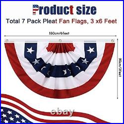 7 Pieces USA Pleated Fan Flags American Bunting Flags US Patriotic Half Fan B