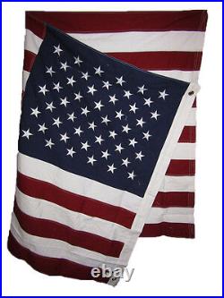 8X12 ft USA American 50 Star 100% Cotton Flag 12X8 Banner Grommets Embroidered