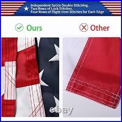 8x12 FT American Flag Outdoor, Made in the USA, Deluxe Embroidered Stars