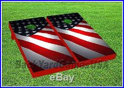 AMERICAN FLAG Cornhole Boards BEANBAG GAME w Bags USA Patriotic Gift Idea Set181