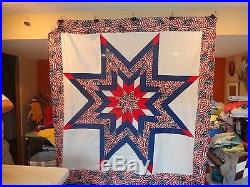 AMERICAN FLAG STAR Quilt Top only, Machine Pieced, made in USA