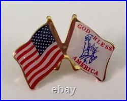 AMERICAN FLAG With GOD BLESS AMERICA LIBERTY Friendship Flag Lapel Pin MADE IN USA