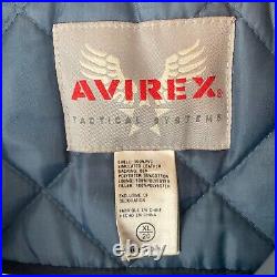 AVIREX Jacket Men XL Blue Faux Leather American Flag USA Quilted Lined Vintage