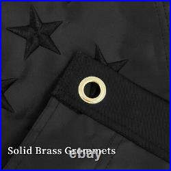All Black American Flag 3x5 ft 210D Embroidered US USA Blackout Tactical GROMMET