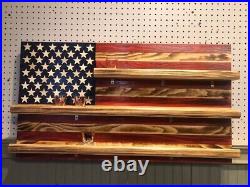 America Flag Shot Glass Holder, Wooden American Flag, Display, Shot