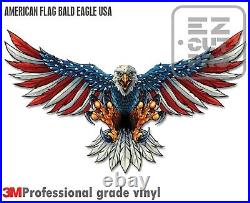 American Flag Bald Eagle USA Made Decal Sticker 3m Truck Vehicle Window Wall Car
