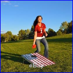 American Flag Bean Bag Toss Tailgate Cornhole Boards Game Foldable Set
