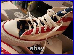 American Flag Converse All Star & Stripes Chuck Taylor Hi High Top Shoe M 7 W8.5