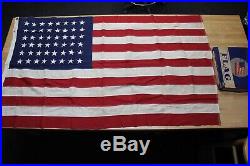 American Flag Defiance Annin Embroidered 48 Star USA Vintage Cotton bunting &BOX