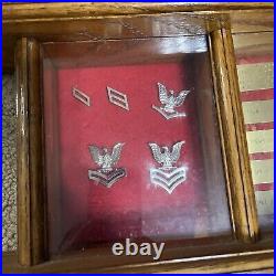 American Flag Display Case Military Memorial Medal Badge Box Veteran USA