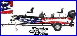 American Flag Distressed USA Graphic Fishing Vinyl Bass Fish Decal Wrap Boat Kit