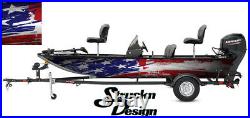 American Flag Distressed USA Graphic Fishing Vinyl Bass Fish Wrap Kit Decal Boat