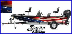 American Flag Fabric Old USA Graphic Fishing Vinyl Bass Fish Decal Wrap Boat Kit