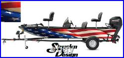 American Flag Fabric Old USA Graphic Fishing Vinyl Bass Fish Decal Wrap Kit Boat