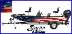 American Flag Fabric Old USA Graphic Fishing Vinyl Fish Bass Decal Wrap Kit Boat