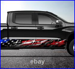 American Flag Grunge USA Rocker Panel Truck SUV Graphic Decal Wrap Kit -4 Sizes