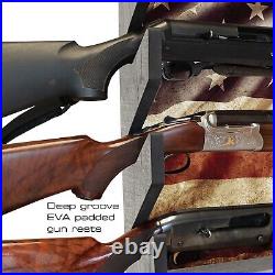 American Flag Indoor 4 Rifle/Shotgun Display Rack Wall Storage USA Flag New