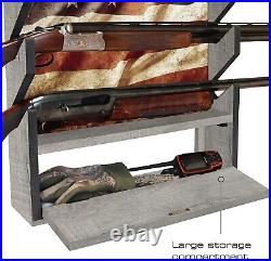 American Flag Indoor 4 Rifle/Shotgun Display Rack Wall Storage USA Flag New