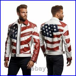 American Flag Jacket Leather USA Mens Leather Jacket Bomber