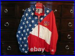 American Flag Jacket U. S. A. Olympic Team 1996 Starter Large Official Licensed Og