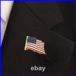 American Flag Lapel Pin-USA Metal Enamel Waving Flag Pin US 14K Yellow Gold Over