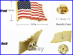 American Flag Lapel Pin-USA Metal Enamel Waving Flag Pin US 14K Yellow Gold Over