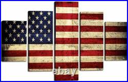 American Flag Painting Canvas Patriotic Concept USA Wall Art Poster 5 Pieces