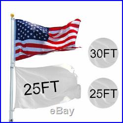 American Flag Pole Aluminum Flagpole Kit USA Flag Ball Halyard 3x5' US Flag