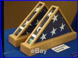 American Flag Quadview Display Case Oak 5x9 Veteran Memorial Burial USA Made