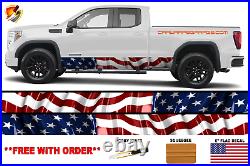 American Flag Rocker Panel Graphic Decal vinyl Wrap Kit for Truck SUV Waving USA