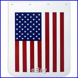 American Flag Stripes USA 24 x 30 White Polyguard Semi Truck Mud Flaps-Pair
