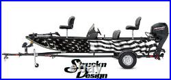 American Flag USA Black Grey Graphic Fishing Vinyl Bass Fish Decal Wrap Kit Boat