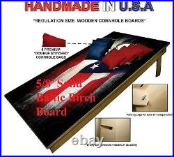 American Flag USA Patriot CORNHOLE BEANBAG TOSS GAME w Bags Game Boards Set