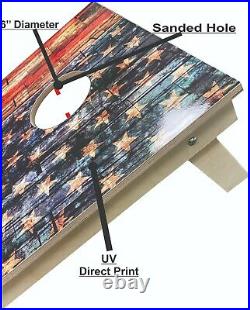 American Flag USA Patriot CORNHOLE BEANBAG TOSS GAME w Bags Game Boards Set