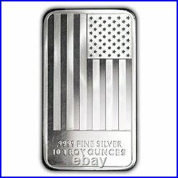 American Flag USA Silver Bar. 9999 10 Troy Ounces sealed