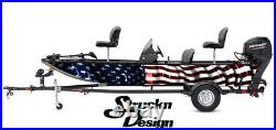 American Flag USA Vivid Graphic Fishing Vinyl Bass Fish Decal Wrap Kit Boat