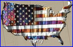 American Flag in USA Metal Wall Art Heat Treated