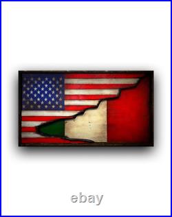 American Italian Flag, 3D American Flag, Rustic American Flag, Rustic 20x37 inch