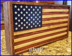 American Made U. S. Flag Concealed Gun Cabinet Police and First-Responder option