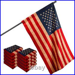 American US USA Tea Stained Pole Sleeve Flag 1x1.5FT 10-Pack Embroidered Poly