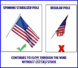 American USA 3 x 5 FT Flag with 6-Ft Spinning Flag Pole + Bracket (Tangle Free)