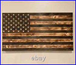American USA Flag Display Antique Hand Painted Black & Yellow liner Styled Flag