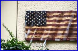 American USA Flag Wavy Styled Solid Wooden New Handmade Patriotism Designer Flag