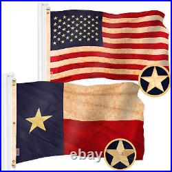 American USA Tea-Stained & Texas Tea-Stained Flag 6x10 Ft Both Emb 420D Poly