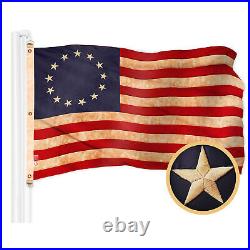 American USA TeaStained & Betsy Ross TeaStained Flag 6x10 Ft Both Emb 420D Poly