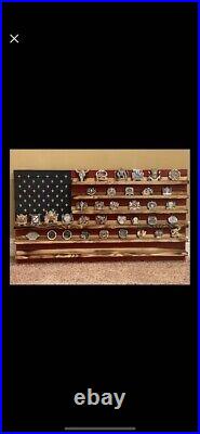 American flag coin holder, Natural wood America Military challenge coin holder