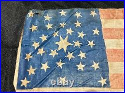 Antique 31 Stars Scatter Star American Parade Flag 1851-1858 California USA
