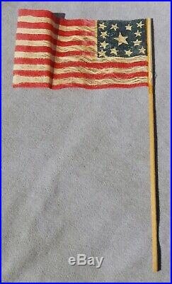 Antique American Parade Flag 13 STARS 1876 Centenial USA July 4th Independence