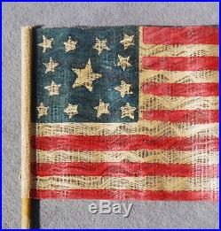 Antique American Parade Flag 13 STARS 1876 Centenial USA July 4th Independence